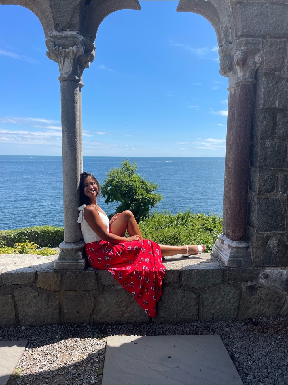 Express Red Floral Maxi Skirt with Side Slit